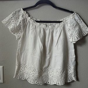 Off the shoulder white top